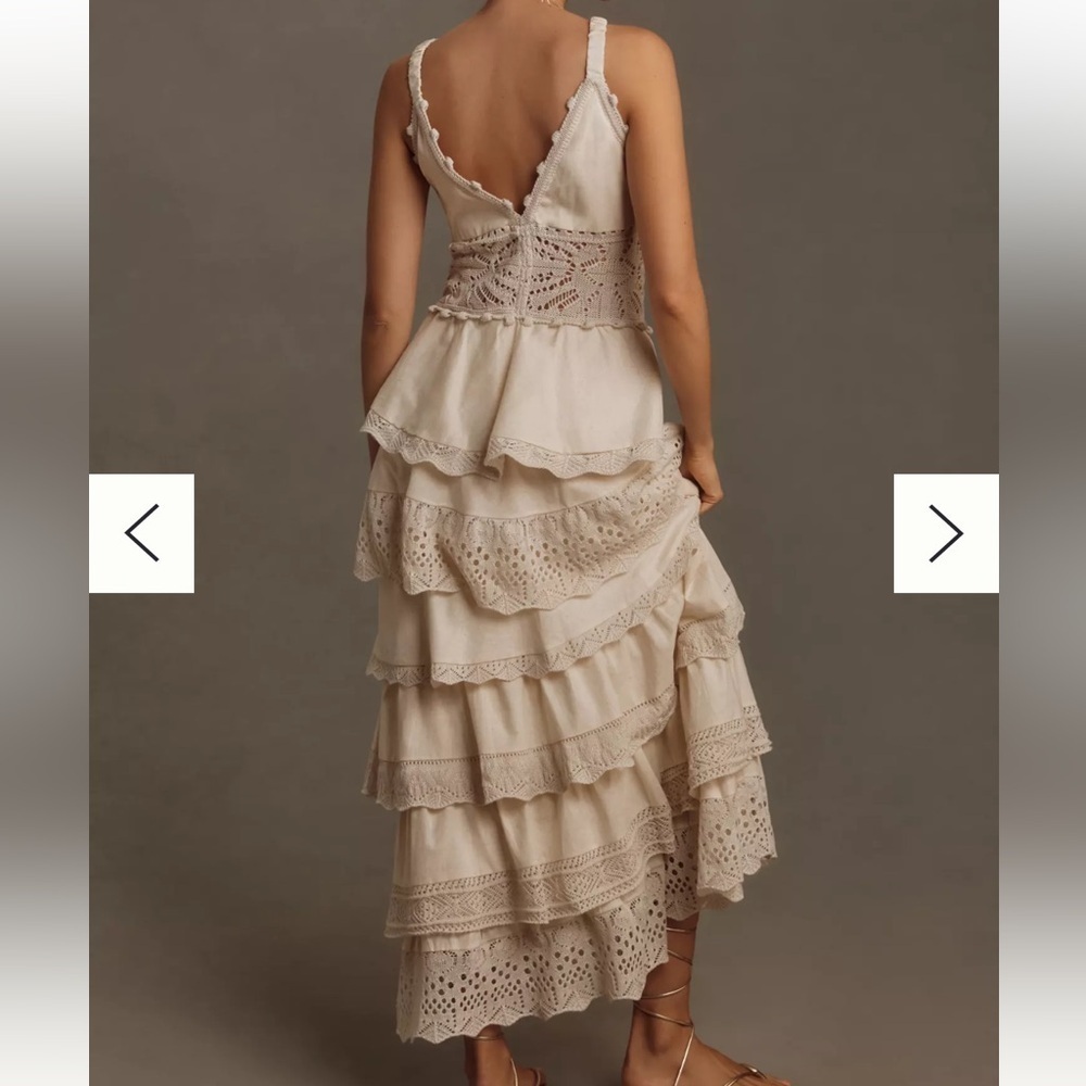 NWT Cecilia Prado Cream Lace ruffle Dress by Anthropologie - Picture 10 of 12